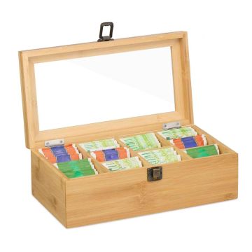 Arbatos dėžutė Relaxdays, 4–10 skyrių, 29,5 × 10 × 17 cm