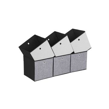Контейнеры для хранения 30x30x30 см., 6 шт., серо-черные