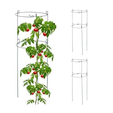 Augalų atramos Relaxdays 10044639.0, 3 vnt., po 2 žiedus, Ø 26 × 76 cm