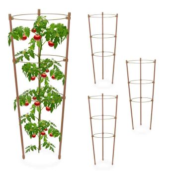 Augalų atramos Relaxdays 10045115.0, 4 vnt, Ruda, Ø 22 × 45 cm