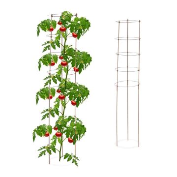 Augalų atramų rinkinys Relaxdays 10045127.0, 2 vnt., po 5 žiedus, Ruda, 30 × 150 cm