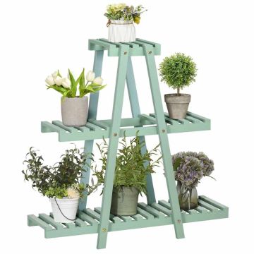 Plant stand, 3 levels, for 6 pots, Green, 76 × 26 × 76 cm