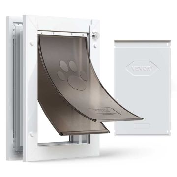 Pet door VEVOR CWM07-2M, size M, 2 flaps, 421 × 301 × 76.8 mm