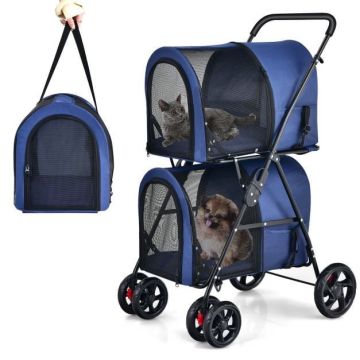 Pet Stroller, 4 in 1, 2 Carriers, 50.8 × 68.58 × 105.41 cm