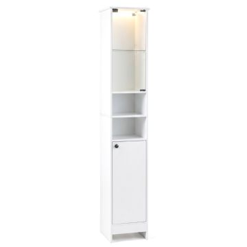 Высокий шкафчик для ванной, С LED-подсветкой, Белый, 30 × 30 × 170 см