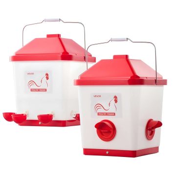 Automatic chicken feeder and drinker VEVOR 5GAL F+D, 18.14 kg and 19 l, 3 and 6 holes