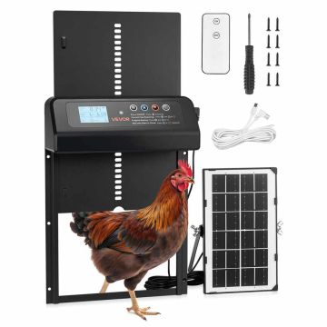 Automatic chicken coop door VEVOR M6, vertically sliding, Black, 350 × 250 × 73 mm