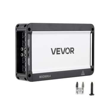 Автомобильный аудиоусилитель VEVOR MXD600.4, 4 канала, Чёрный, 24,5 × 14,5 × 4,8 см