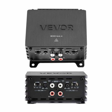 Car audio amplifier VEVOR MXD160.4, 4 channels, 111 × 110 × 49 mm