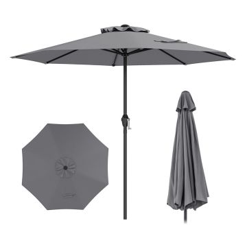Lauko skėtis 260x225cm., pilkos/juodos spalvos