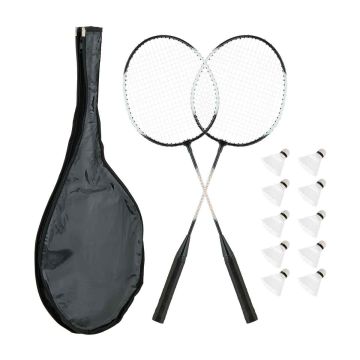 Badmintono rinkinys Relaxdays, 2 raketės, 10 plunksnelių, 66 × 20 × 2,5 cm