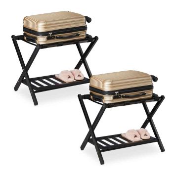 Bagažo stovai Relaxdays 10046453.0, 2 vnt, Juoda, 66 × 54 × 45 cm