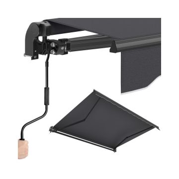 SONGMICS balcony awning, foldable, with hand crank, Grey
