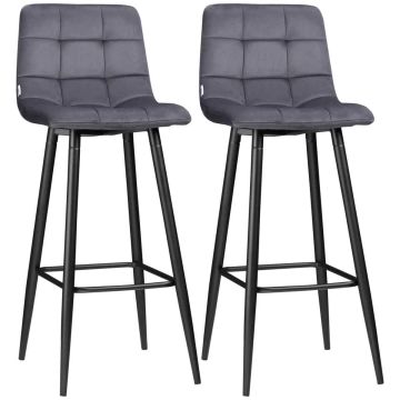 Bar stools, 2 pcs, Grey, 42 × 55 × 103 cm
