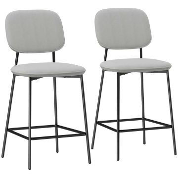 Bar stools, 2 pcs, Grey, 45 × 102 × 49 cm