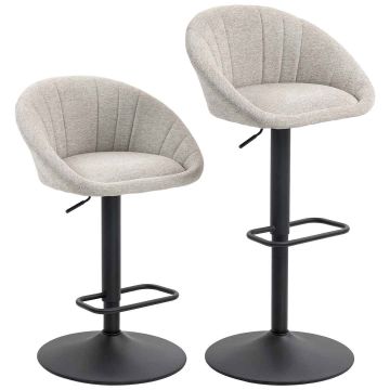 Барные стулья, 2 шт, Бежевые, 53,5 × 83–103 × 46 см