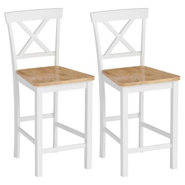 Bar stool set of 2, rubberwood, 60 cm, oak + white