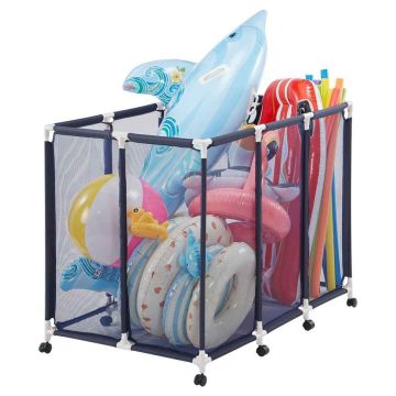 Pool storage box VEVOR 87013, 8 castors, 4 with brakes, 122 × 84 × 99 cm
