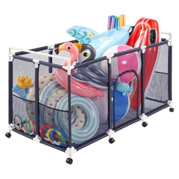 Pool storage box VEVOR 87014, 8 castors, 4 with brakes, 159 × 81.5 × 91.5 cm