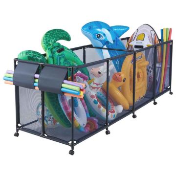 Pool storage box VEVOR 87017, 10 casters, 4 with brakes, Black, 262 × 81.5 × 89 cm