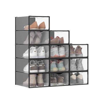 Batų dėžės SONGMICS LSP312, 12 vnt, Skaidri, 33,2 × 23 × 14,5 cm