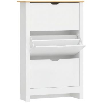 Batų spinta Homcom 72x26x112cm., baltos/šviesiai rudos spalvos