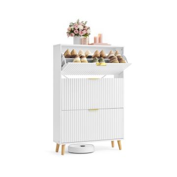 Batų spintelė VASAGLE HSC302WB02, 3 durelės, 18–24 poros, Balta, 24 × 123 × 80 cm