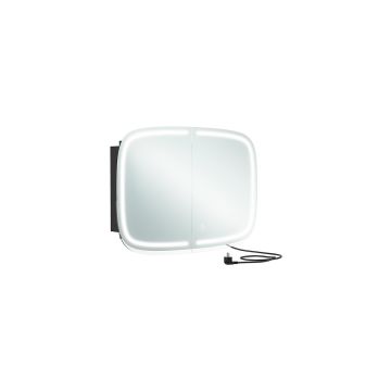 Навесной шкаф для ванной комнаты с зеркалом и подсветкой 13,5x80x59,6 см., черный