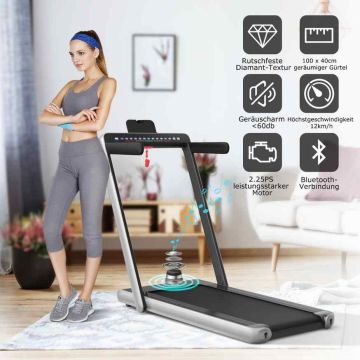 Treadmill, 2 in 1, Silver, 124 × 107 × 68.5 cm