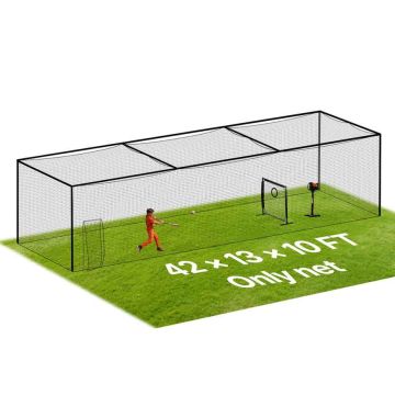 Baseball batting cage net VEVOR BC005, 30-layer HDPE, 12700 × 3900 × 3080 mm