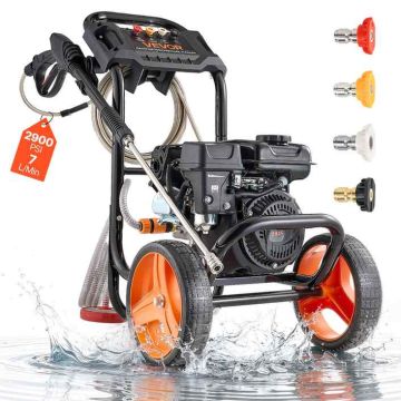 Petrol pressure washer VEVOR 2500BP, with 4 nozzles, Black/orange, 71 × 44 × 37 cm