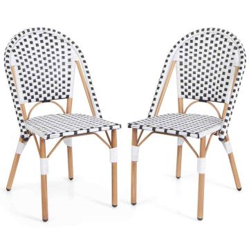 Bistro chairs, 2 pcs, White/black/multicolor, 57 × 41 × 89 cm