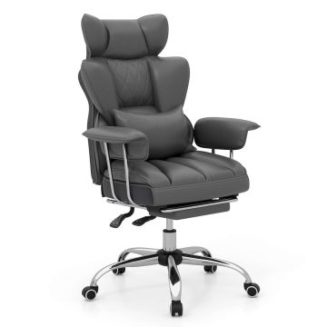 Office chair, High backrest, extendable footrest, 74 × 70–138 × 106–125 cm