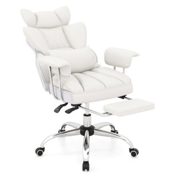 Office chair, High backrest, extendable footrest, 74 × 70–138 × 106–125 cm