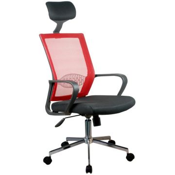 Office chair OCF-9, red/silver, 58 × 116–126 × 60 cm