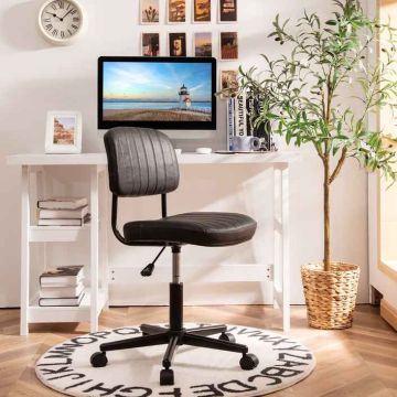 Office chair, Adjustable height, Black/brown, 53 × 53 × 75–86 cm