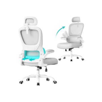 SONGMICS OBN041B01 Office Chair, Gray, 64 × 116–135 × 71.5 cm