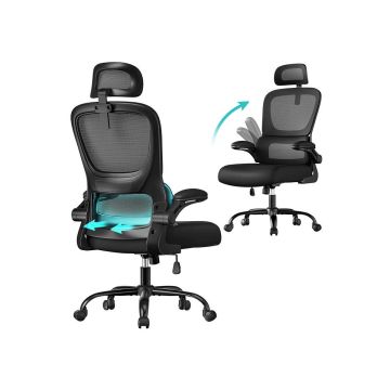 Biuro kėdė SONGMICS OBN041B01, su sulankstomais porankiais, 71,5 × 116–135 × 64 cm