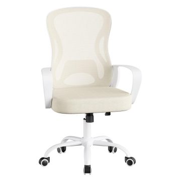 Biuro kėdė SONGMICS, su supimo funkcija, Smėlio/balta, 60 × 95,5–105,5 × 60 cm