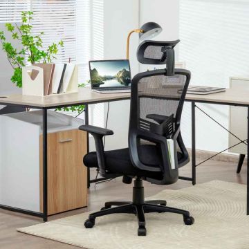 Office chair, With head and lumbar support, 65 × 63 × 113–129 cm