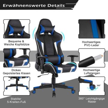 Office chair, With head and lumbar support, 74 × 68 × 127–137 cm