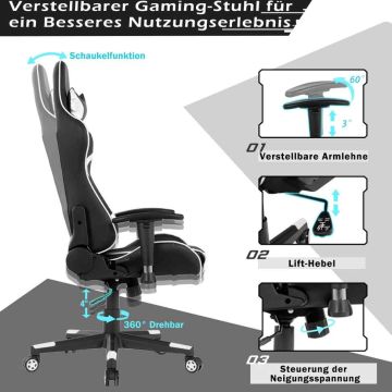 Office chair, With head and lumbar cushions, 74 × 68 × 127–137 cm