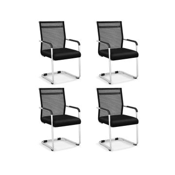 Biuro kėdės, 4 vnt, Juodos, 53,34 × 53,34 × 95,25 cm