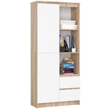 Офисный стеллаж CLP R11, 2 ящика, коричневого/белого цвета, 80 × 180 × 35 см