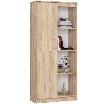 Офисный стеллаж CLP R80 1D 4P, 1 дверца, 8 полок, коричневый, 80 × 180 × 35 см