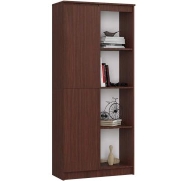 Офисный стеллаж CLP R80 1D 4P, 1 дверца, 8 полок, коричневый, 80 × 180 × 35 см