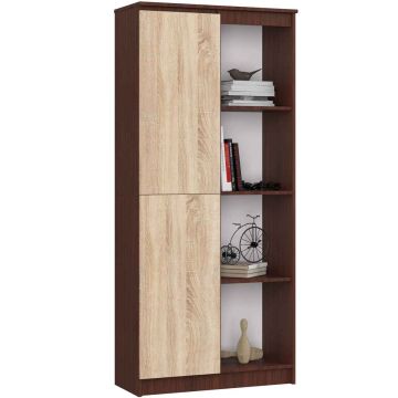 Офисный стеллаж CLP R80, 8 полок, коричневый/дубовый, 80 × 180 × 35 см