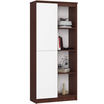 Офисный стеллаж CLP R80, 8 полок, коричневый/белый, 80 × 180 × 35 см