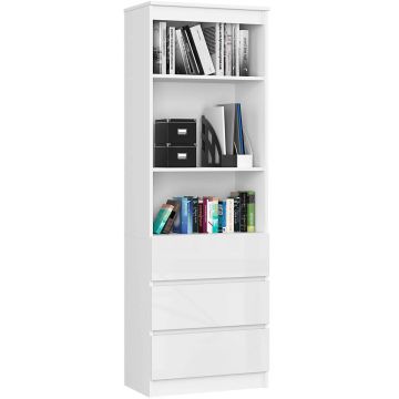 Офисный стеллаж R60 CLP, 3 ящика и 2 полки, белый, 60 × 180 × 35 см
