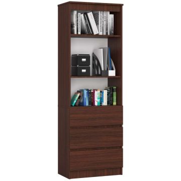 Офисный стеллаж R60 CLP, 3 ящика и 2 полки, коричневый, 60 × 180 × 35 см